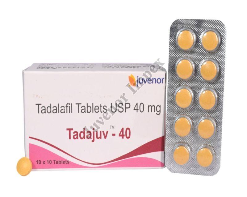 Tadajuv-40 Tadalafil 40mg Tablets, for Home, Hospital, Clinic, Grade : Pharma