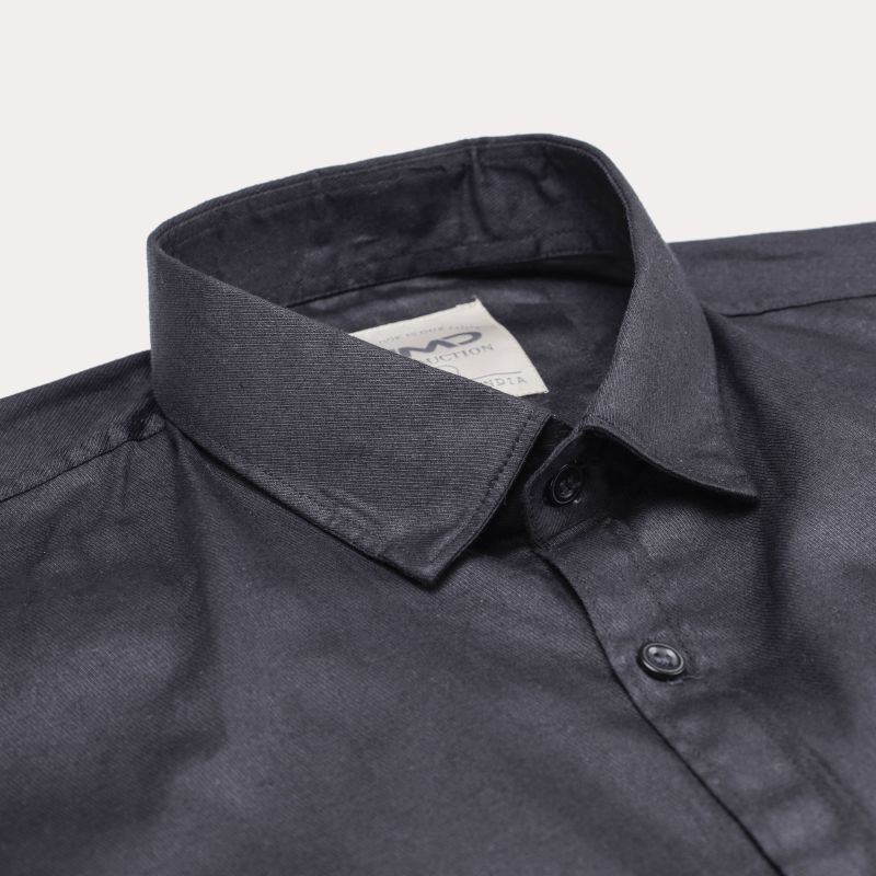 Mens Cotton Black Plain Shirt