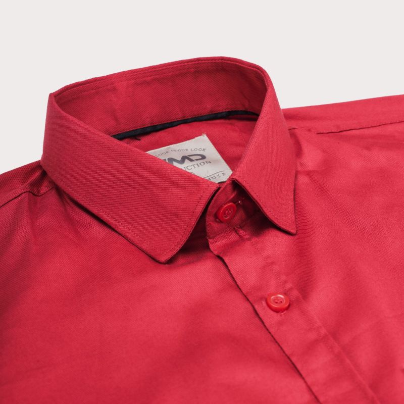 Mens Cotton Red Plain Shirt