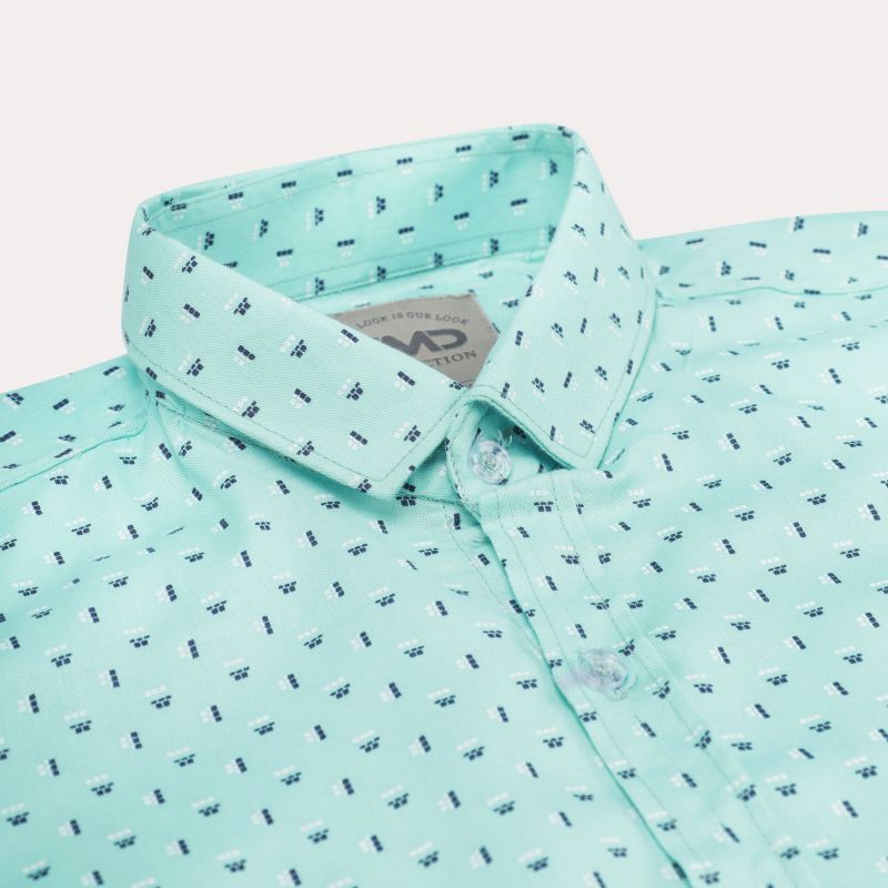 Mens Cotton Green Dot Print Shirt