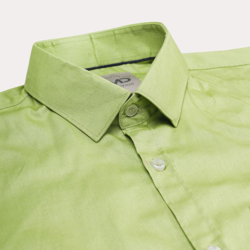 Mens Cotton Green Plain Shirt