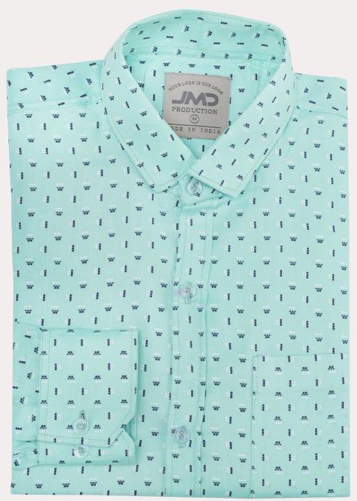 Mens Cotton Green Dot Print Shirt