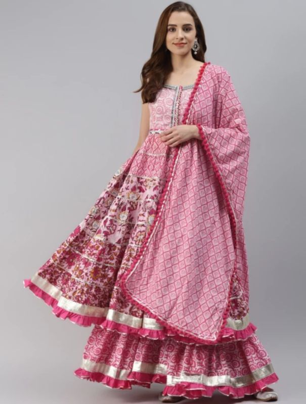 Brocade anarkali dress, Size : XXL, XL, M