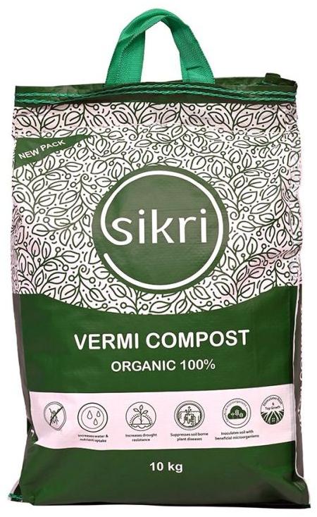 Brown Vermicompost Fertilizer - 10kg, For Agricultural, Packaging Type : Plastic Bag