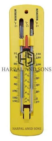 Yellow Plastic Harpal Sons Minimum Maximum Thermometer