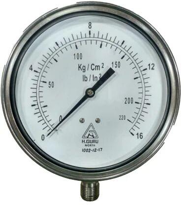 H Guru SS Pressure Gauge, for Process Industries