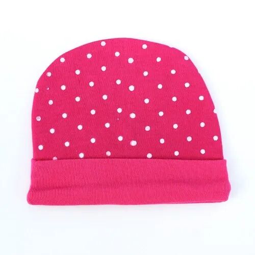 Baby Pink Woolen Cap, Pattern : Dotted