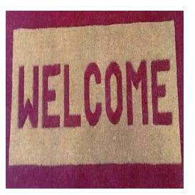 Brown With Print Rectangle Coir Stylish Door Mat, Pattern : Designed