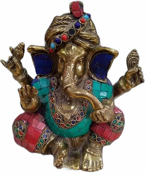 Brass Ganesha Statue, Color : Multicolor