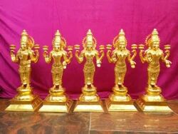 Gold Plated Brass Laxmi Idol, for Temple home, Size : 50g to 100kg