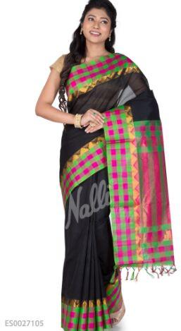 Black Coimbatore Silk Cotton Saree