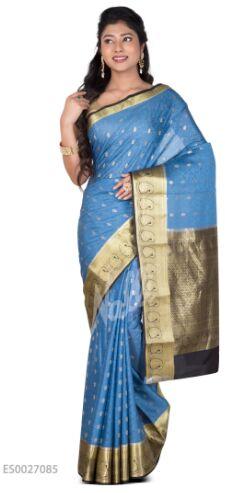 Blue Mysore Crepe Silk Saree