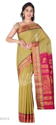 Green Gadwal Silk Cotton Saree