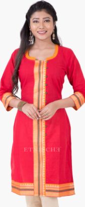 Handloom Cotton Kurti With Jacquard Details, Occasion : Outdoor