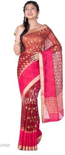 Maroon Mysore Chiffon Saree