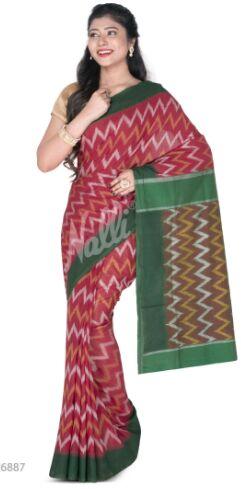 Maroon Pochampally Cotton Saree