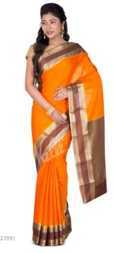 Orange Mysore Crepe Silk Saree