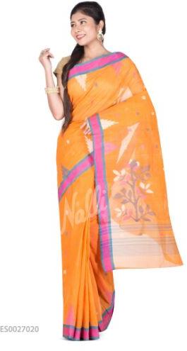 Orange Taant Cotton Saree