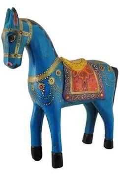 Multicolored Wooden Horse Statue