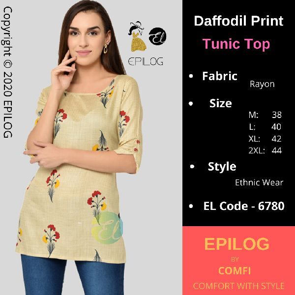 EPILOG Daffodil Print Tunic Top