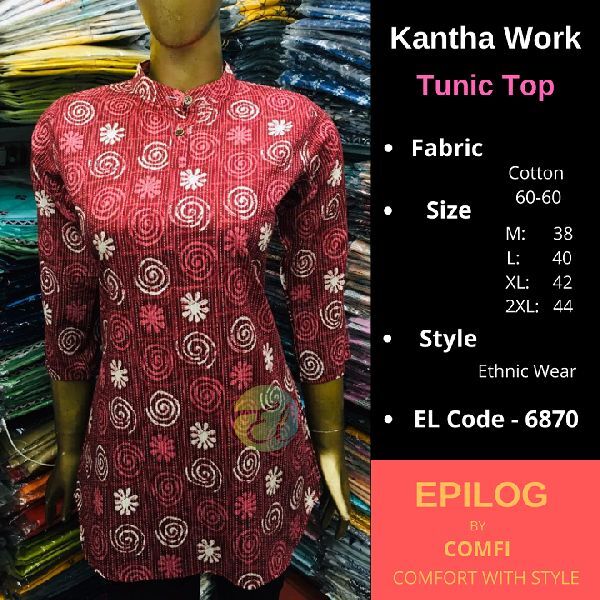 EPILOG Kantha Work Tunic Top, Size : M, XL, XXL