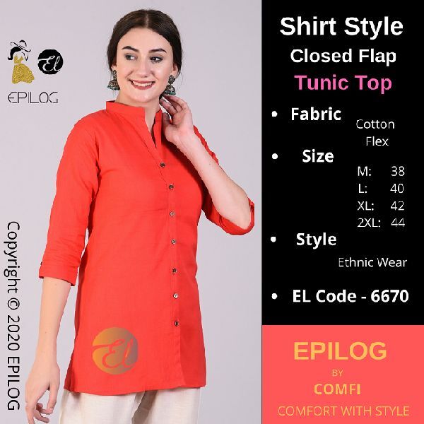 EPILOG Shirt Style Closed Flap Tunic Top