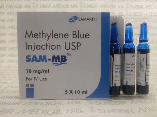 SAM MB Methylene Blue Injection, Packaging Type : Box of 5 ampules x 10ml