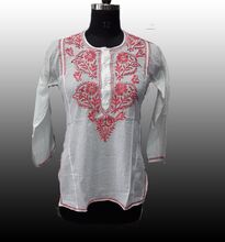 Classic Embroidered Cotton Tunic Top, Dress Type : Casual Dresses