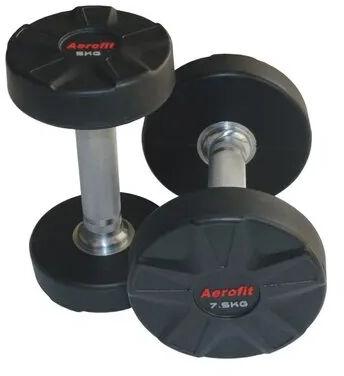 Cast iron PU Dumbbells, Color : Black Silver