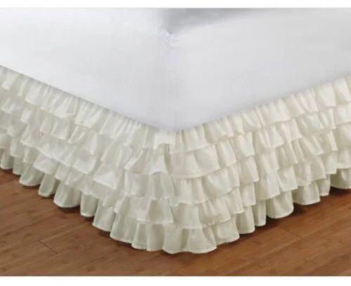 Solid Plain Cotton Silk Bed Skirts, Color : White