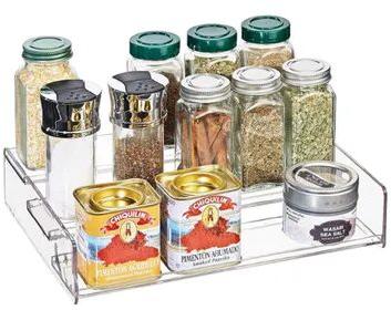 Transparent Rectangular Acrylic Spice Rack Countertop Organizer