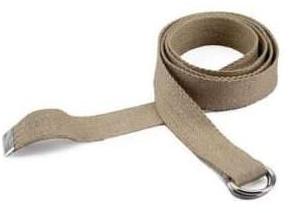 GSI Cotton 2 D-metal rings on one side Yoga Belt, Color : Natural