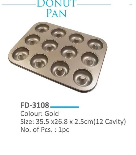 Carbon Steel Finedecor Donut Pan, Color : rose gold