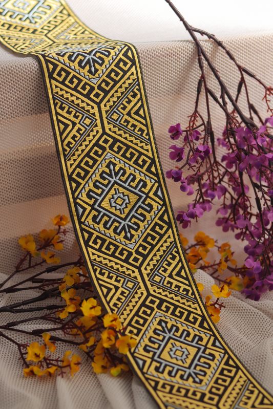 Mohini Enterprise Satin Woven Jacquard Ribbon, For Home, Gifting, Clothing, Length : 9 Mtr