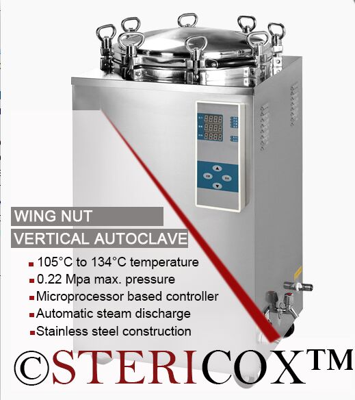 Vertical Autoclave Wing Nut Locking, Power Supply : 220 Volts 50hz