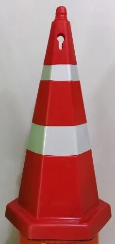 Hexagon Plastic Traffic Cone, Color : Red