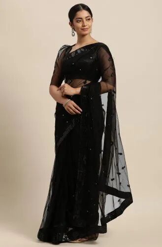 Net Embroidered Saree, Occasion : Party Wear