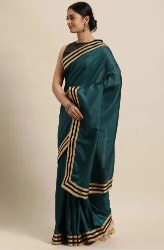 Plain Poly Silk Saree, Saree Length : 5.5 m (separate blouse piece)