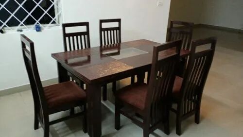 Solid wood Dining Table Set, Color : Brown