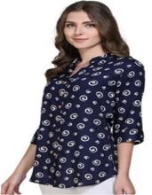 Blue Printed Rayon Long Top, Feature : Anti-Shrink, Eco-Friendly