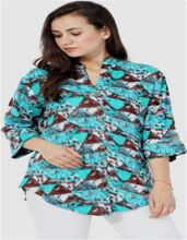 Turquoise Printed Rayon Long Top, Feature : Anti-Shrink, Eco-Friendly