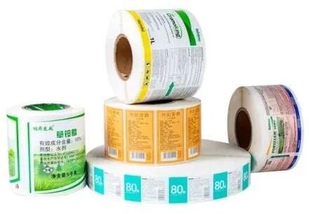 Printed Paper PVC Transparent Roll Form Sticker, Packaging Type : Box