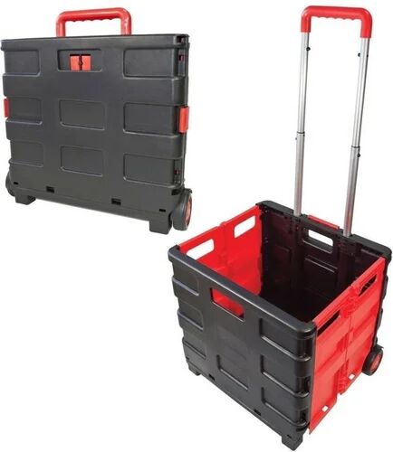 Plastic Foldable Shopping Trolley, Color : Red