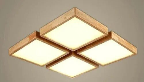 Rectengular Wood LED Ceiling Designer Light, Lighting Color : Warm White