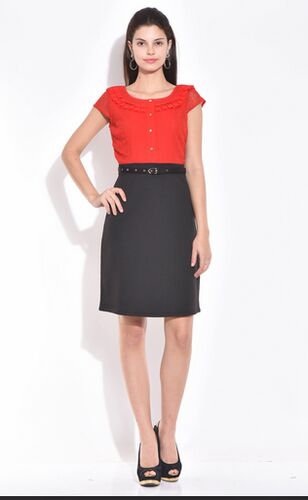 Polyester Shirt Dresse, Color : Red/ Black