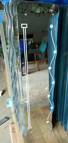 Blue Diamond Flat Printed Glass Mirrors, For Interior, Furniture, Almira, Size : All Sizes