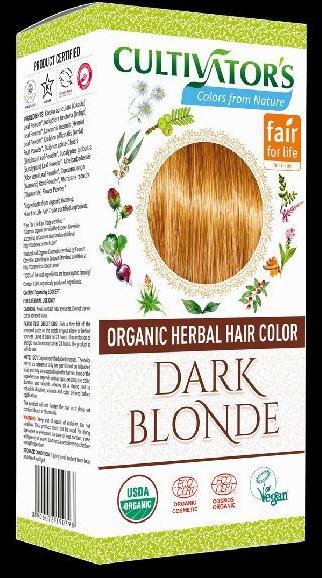 Organic Herbal Hair Color Dark Blonde, Certification : USDA NOP, EU, Kosher, Halal, Cruelty Free