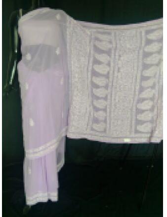 MAUVE LUCKNOWI CHIKAN SAREE