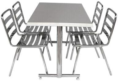 Rectangular Stainless Steel Dining Table, for Industrial, Restaurant, Color : Silver