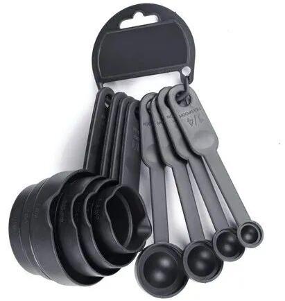 Plastic Measuring Spoon Set, for Home, Color : Black
